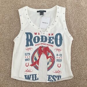 Forever 21 Western Rodeo Tank Top - White and Red
